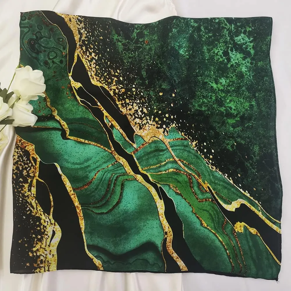 Julunar Silk Like Head Scarf for Women - Satin Large Hair Scarves - 35" Square Silk Hair Wrap for Sleeping with Gift Packed