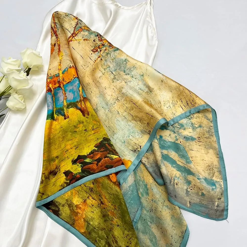 Julunar Silk Like Head Scarf for Women - Satin Large Hair Scarves - 35" Square Silk Hair Wrap for Sleeping with Gift Packed