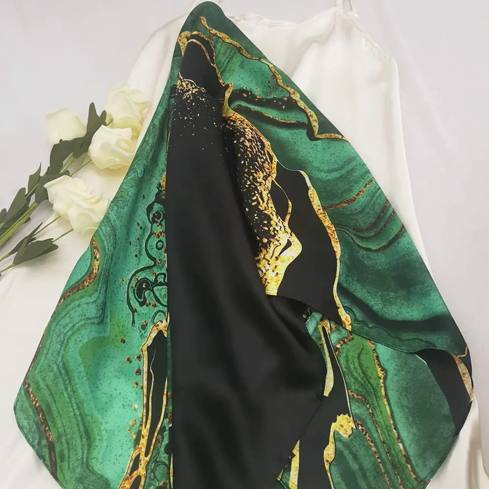 Julunar Silk Like Head Scarf for Women - Satin Large Hair Scarves - 35" Square Silk Hair Wrap for Sleeping with Gift Packed