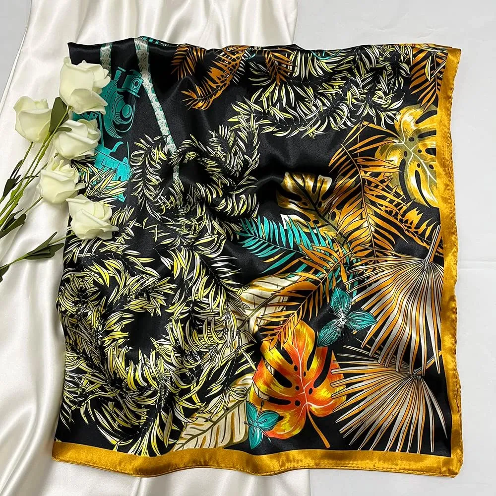 Julunar Silk Like Head Scarf for Women - Satin Large Hair Scarves - 35" Square Silk Hair Wrap for Sleeping with Gift Packed