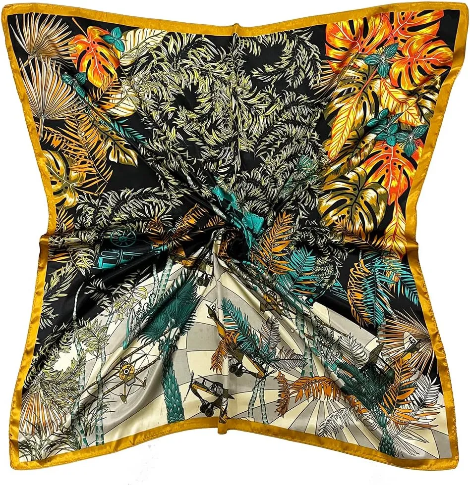 Julunar Silk Like Head Scarf for Women - Satin Large Hair Scarves - 35" Square Silk Hair Wrap for Sleeping with Gift Packed