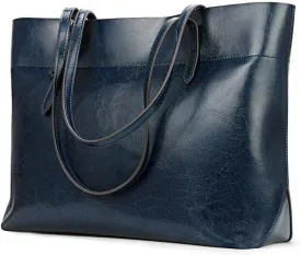 Kattee Vintage Genuine Leather Tote Shoulder Bag for Women Satchel Handbag with Top Handles