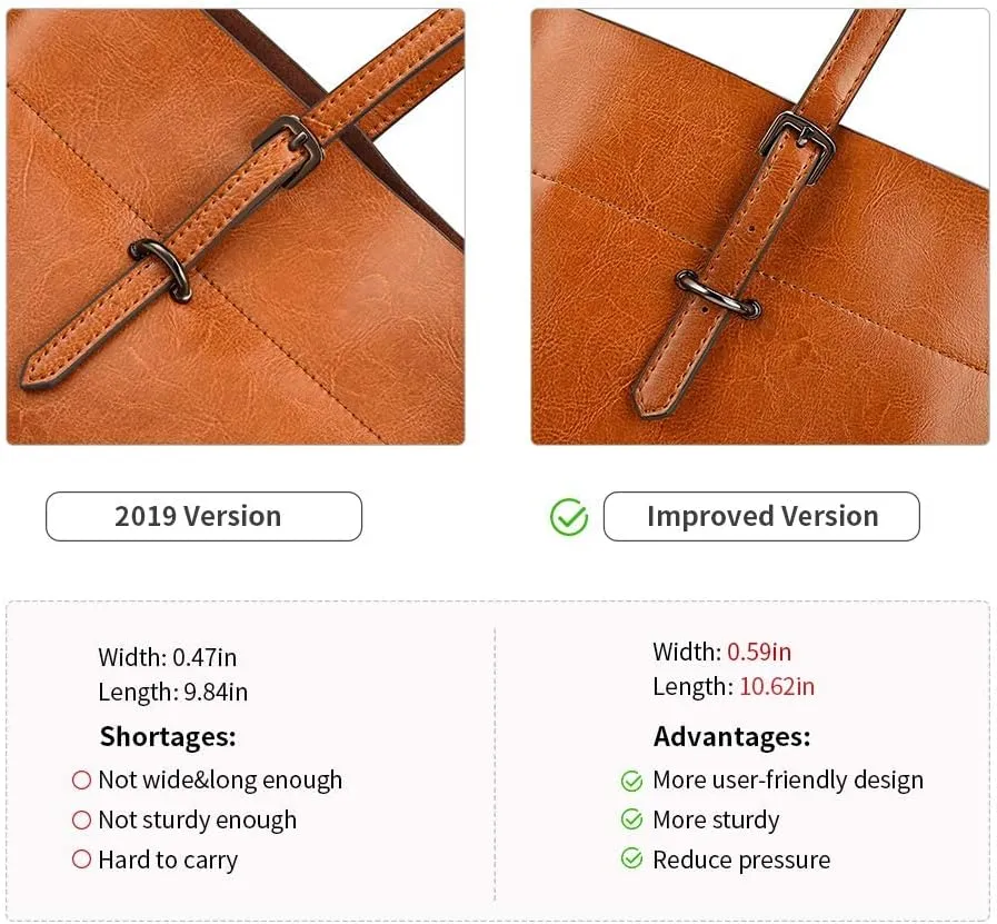 Kattee Vintage Genuine Leather Tote Shoulder Bag for Women Satchel Handbag with Top Handles