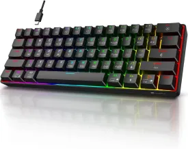 KOORUI Gaming Keyboard 60 Percent, Wired Ultra-Compact Mechanical Keyboard 61 Keys,26 RGB Backlit with Blue Switch Mini Keyboards for Windows MacOS Linux-Easy to Carry On Trip