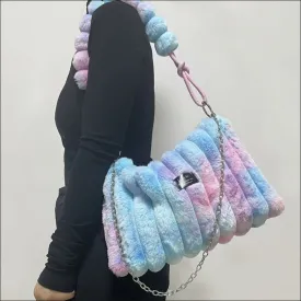 Ladies Plush Retro Crossbody Fur Bag with Soft Fur Exterior