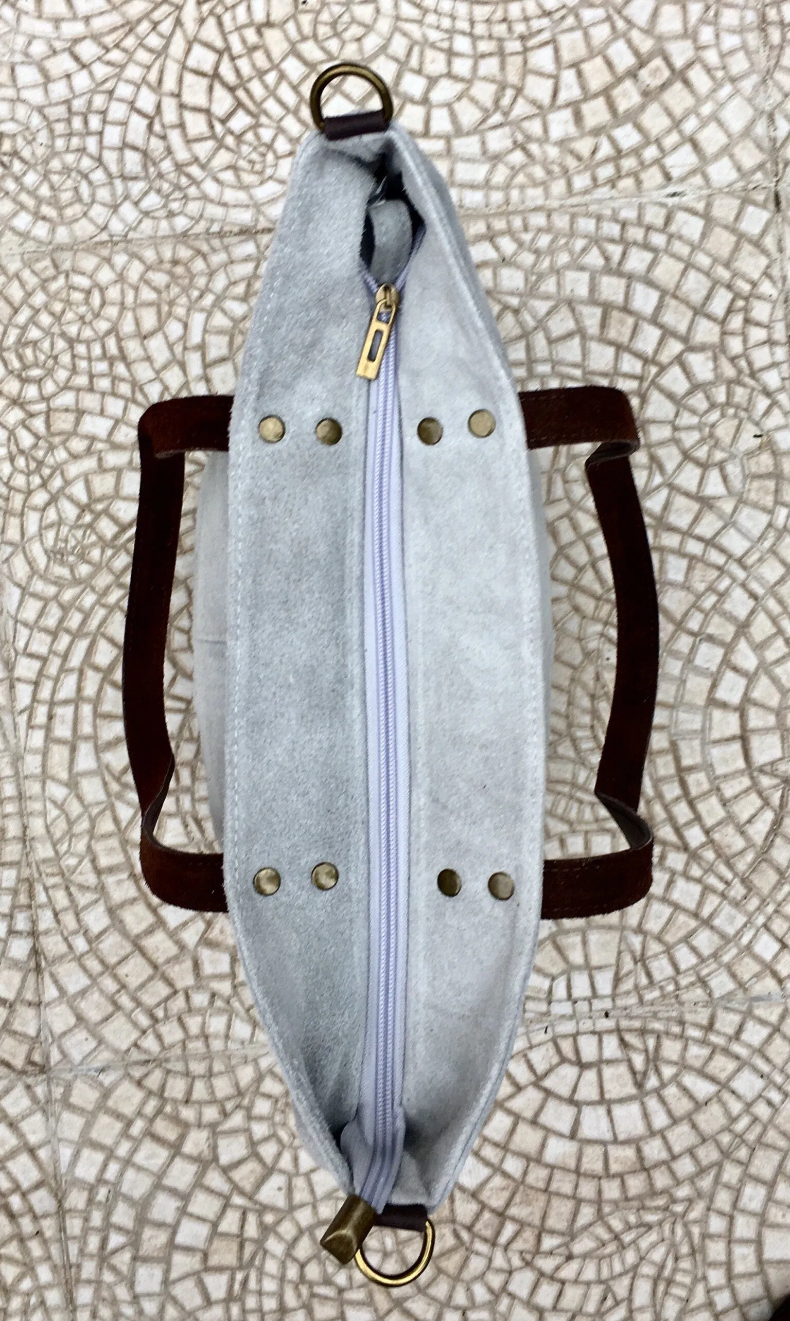 Large TOTE leather bag in light GRAY. Soft natural suede bag.  Genuine leather shopper.  Laptop or book  bag in suede.  Large crossbody bag.