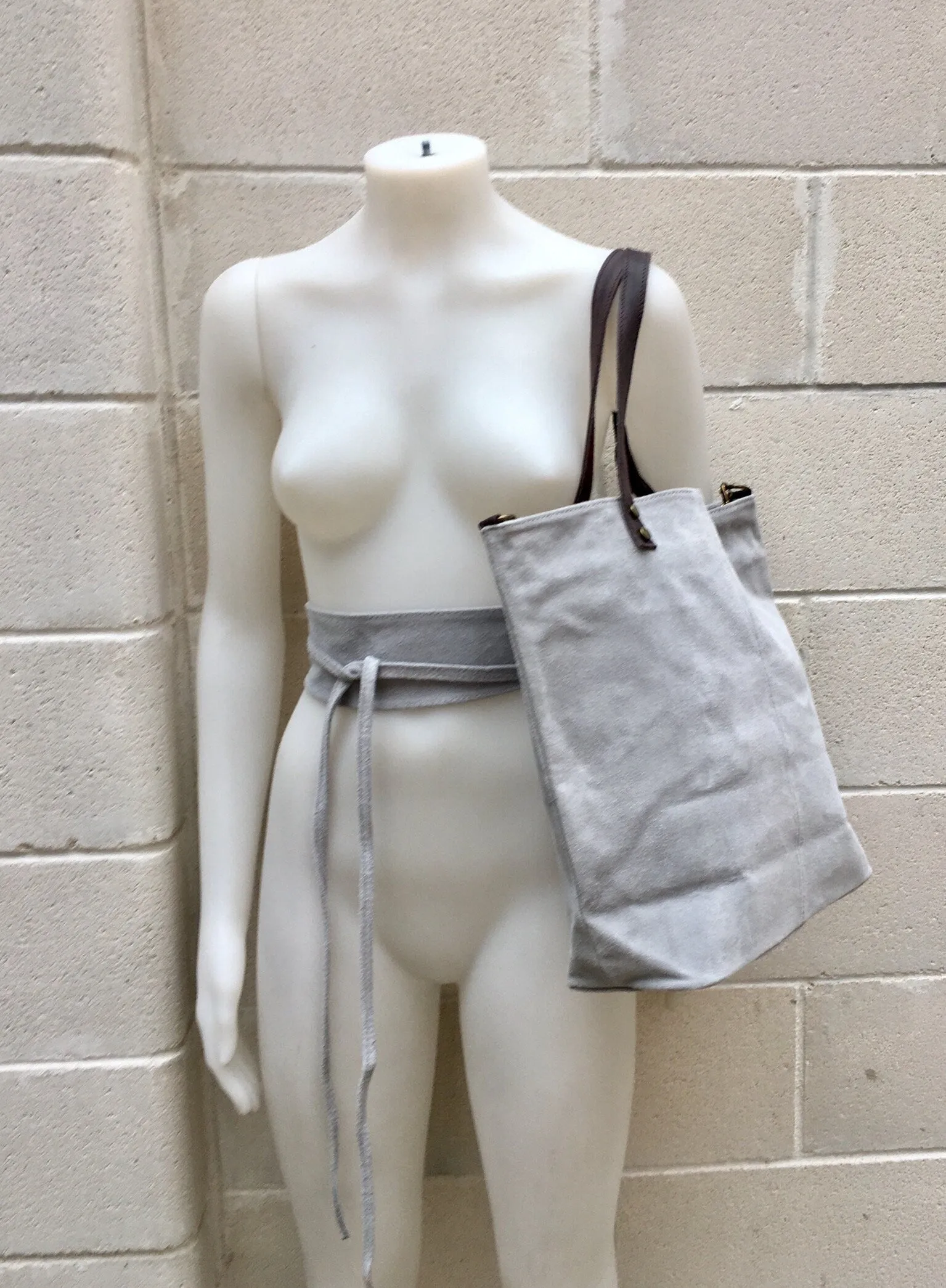Large TOTE leather bag in light GRAY. Soft natural suede bag.  Genuine leather shopper.  Laptop or book  bag in suede.  Large crossbody bag.