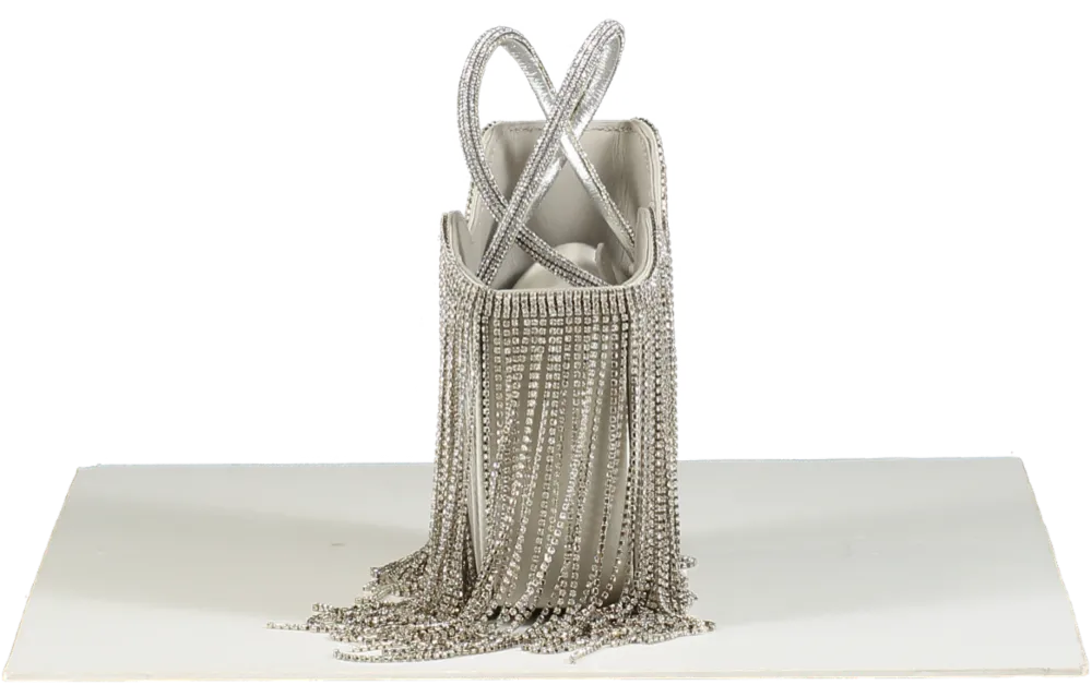 Le Silla Ivy Silver Rhinestone Fringe Mini Bag