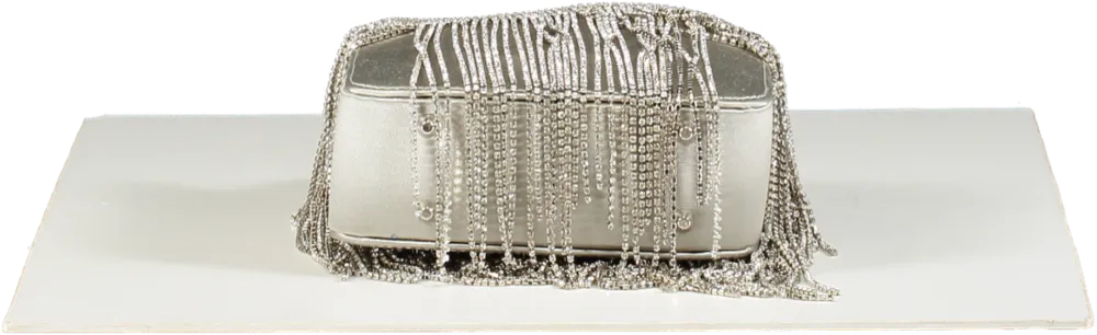 Le Silla Ivy Silver Rhinestone Fringe Mini Bag