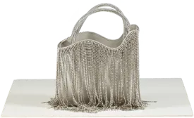 Le Silla Ivy Silver Rhinestone Fringe Mini Bag
