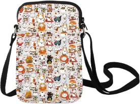LEVLO Maneki Neko Crossbody Bag Kawaii Cat Lover Gift Lucky CatShoulder Bag Lucky Cat Merchandise
