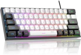 MageGee Mini 60% Gaming Keyboard, RGB Backlit 61 Key Ultra-Compact Keyboard, TS91 Ergonomic Waterproof Mechanical Feeling Office Computer Keyboard for PC, MAC, PS4, Xbox ONE Gamer(Black White)