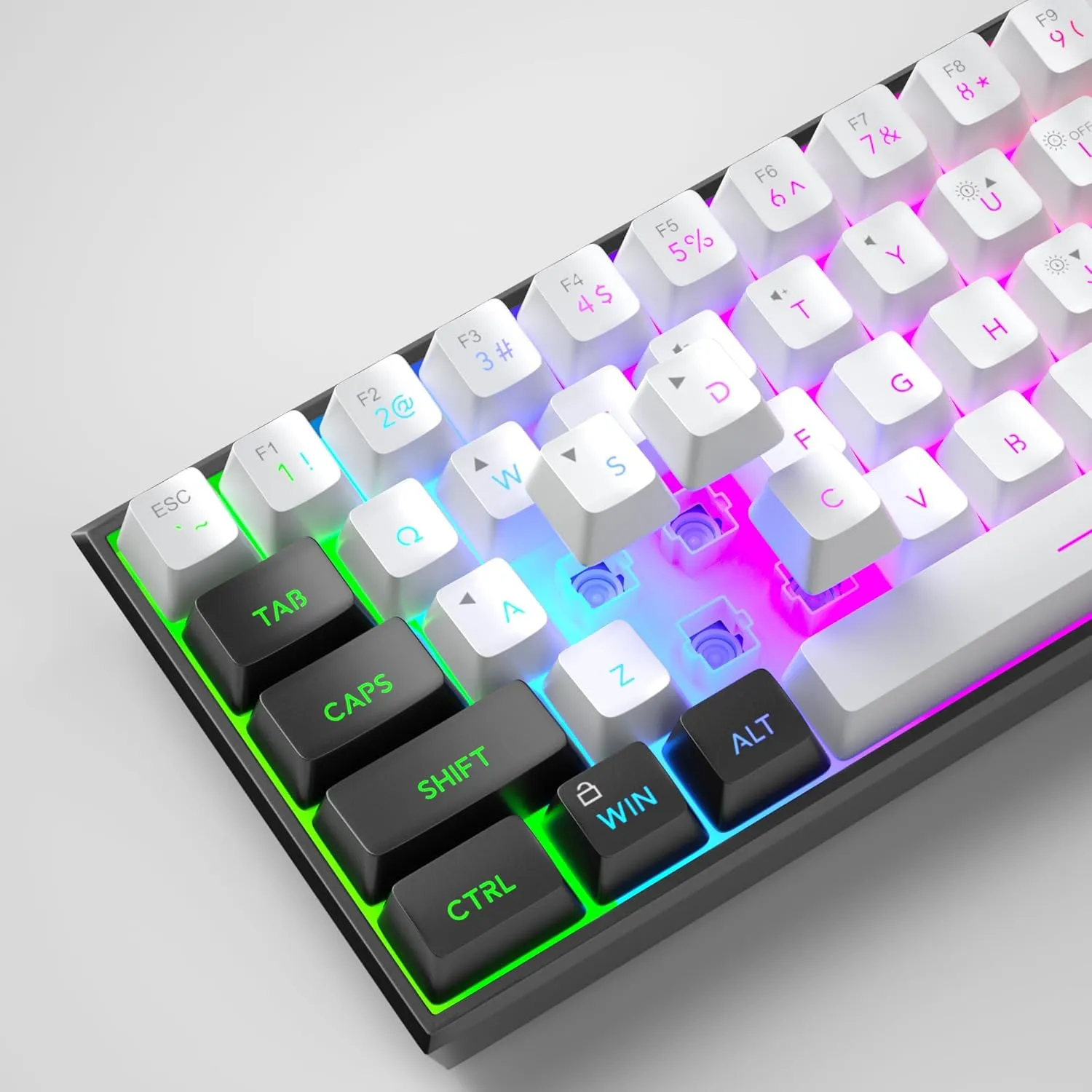 MageGee Mini 60% Gaming Keyboard, RGB Backlit 61 Key Ultra-Compact Keyboard, TS91 Ergonomic Waterproof Mechanical Feeling Office Computer Keyboard for PC, MAC, PS4, Xbox ONE Gamer(Black White)