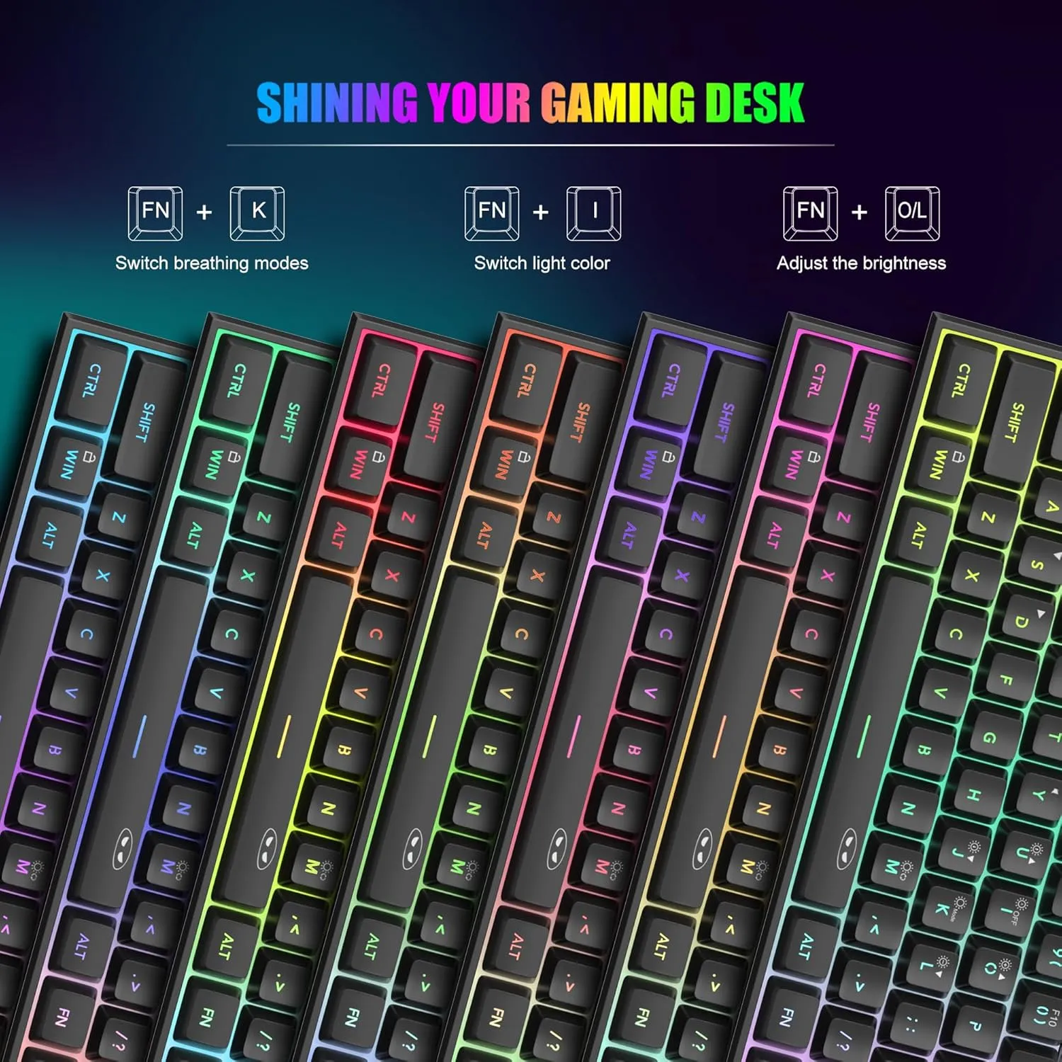 MageGee Mini 60% Gaming Keyboard, RGB Backlit 61 Key Ultra-Compact Keyboard, TS91 Ergonomic Waterproof Mechanical Feeling Office Computer Keyboard for PC, MAC, PS4, Xbox ONE Gamer(Black)