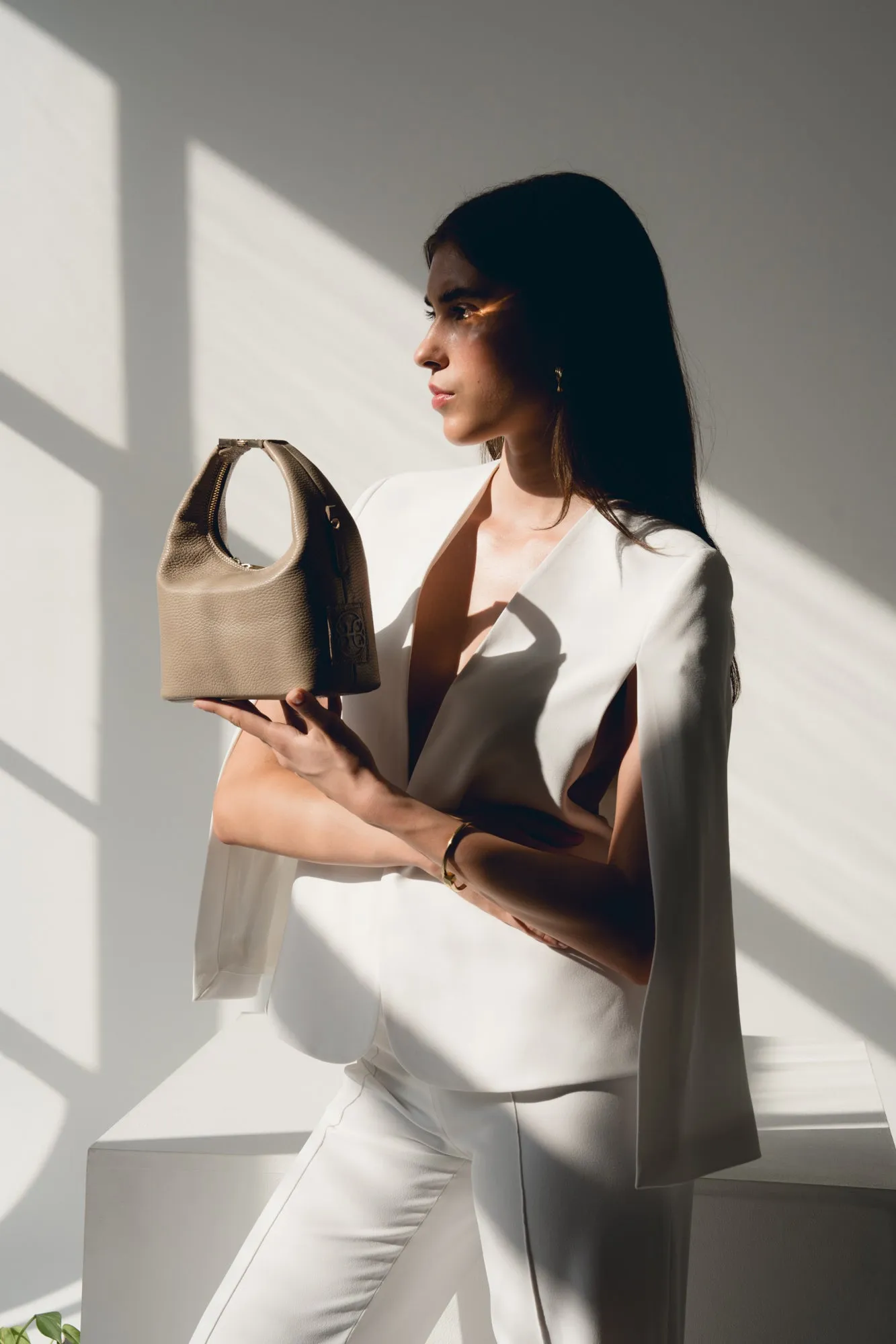 Maggie Leather Handbag - Biscotti