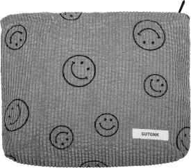 Makeup bag for Women, Corduroy Cosmetic Bag Aesthetic Design Ladies Tote Bag,Cute Smiley Face Makeup Organizer with Zipper - Gray