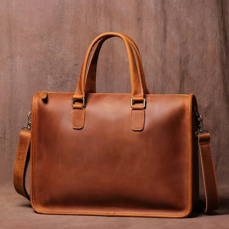 Men's Leather Briefcase Computer Shoulder Bag