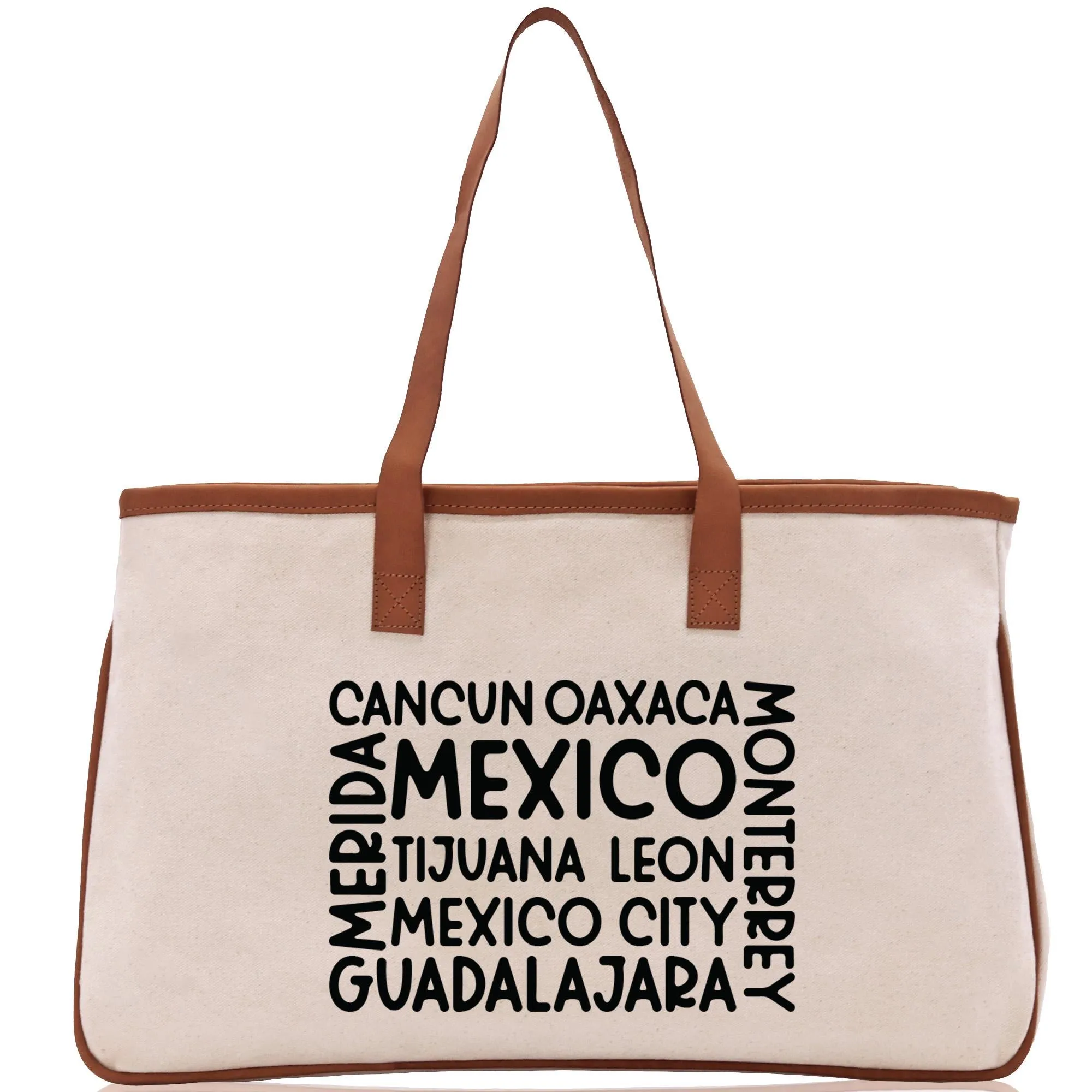Mexico Cotton Canvas Tote Bag Cancun Trip Bag Mexico Wedding Welcome Bag Party Favor Bags (MXTB1002)