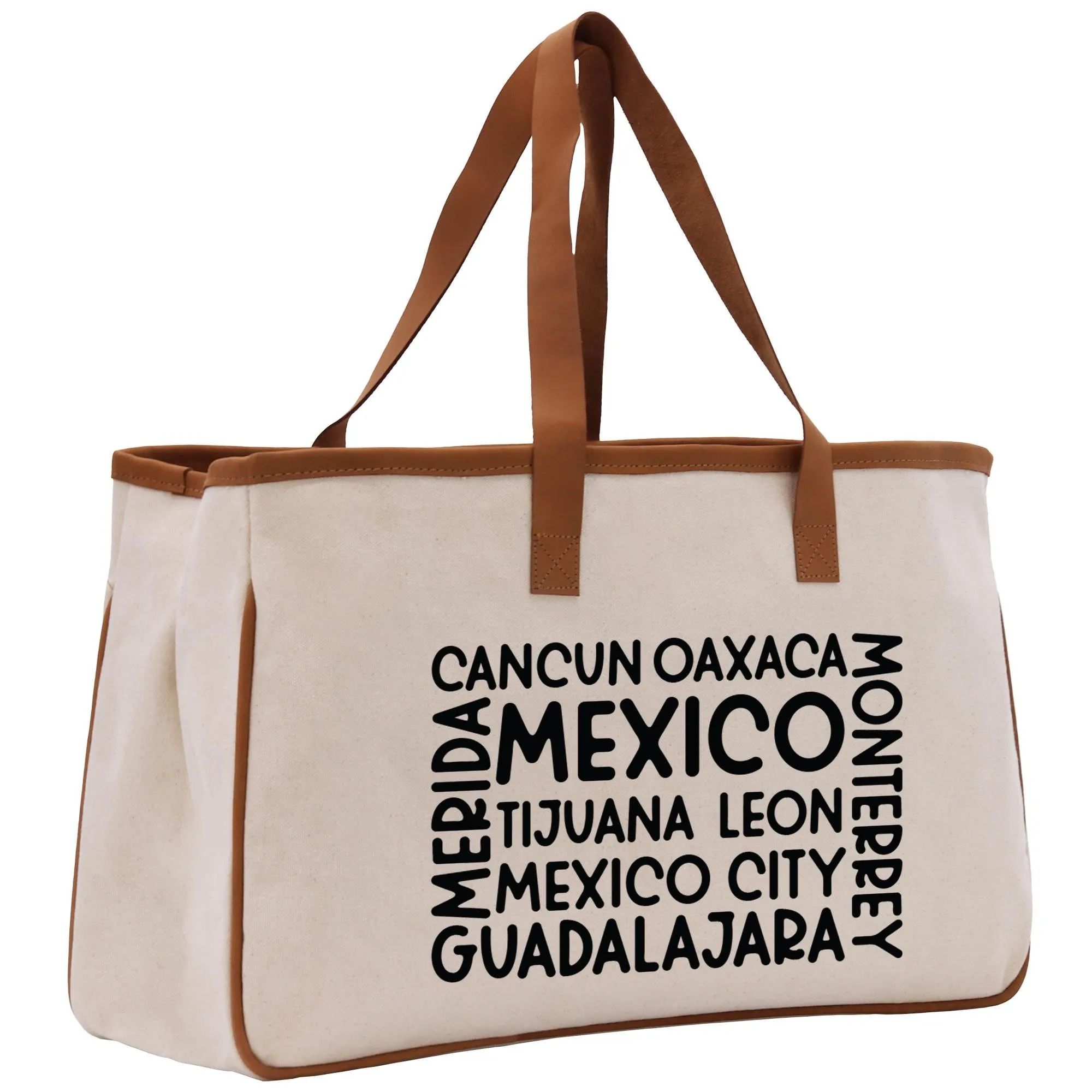 Mexico Cotton Canvas Tote Bag Cancun Trip Bag Mexico Wedding Welcome Bag Party Favor Bags (MXTB1002)
