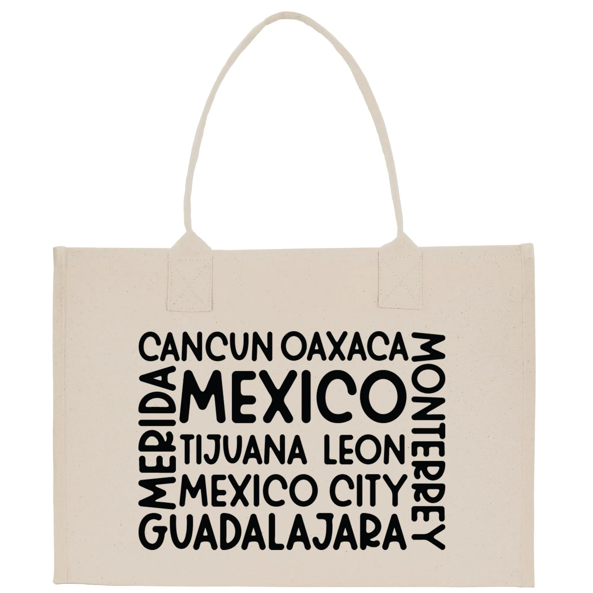 Mexico Cotton Canvas Tote Bag Cancun Trip Bag Mexico Wedding Welcome Bag Party Favor Bags (MXTB1003)