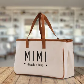Mimi Grandchild Kids Names Custom Grandma Tote Bag Grandma's Getaway Bag Gigi Bag Personalized Grandma Gift Bag Shopping Bag Mother Day Gift