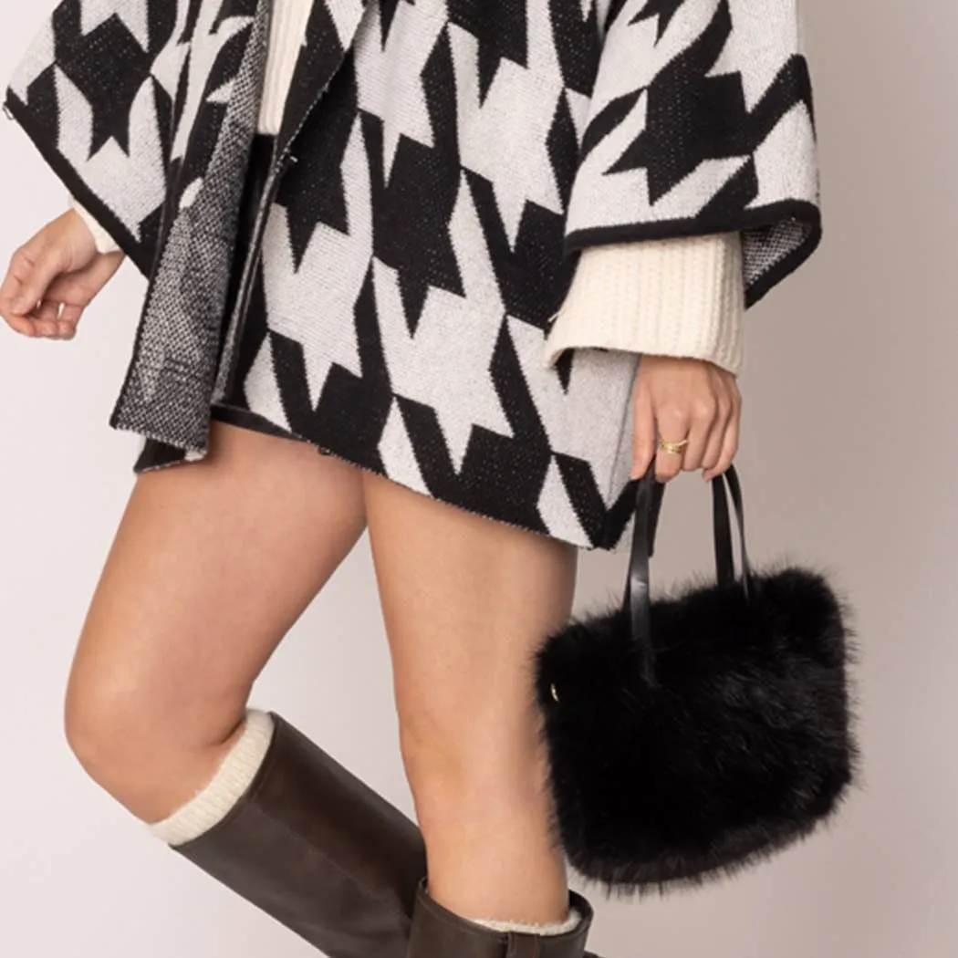 Mini Square Faux Fur Crossbody Tote Bag