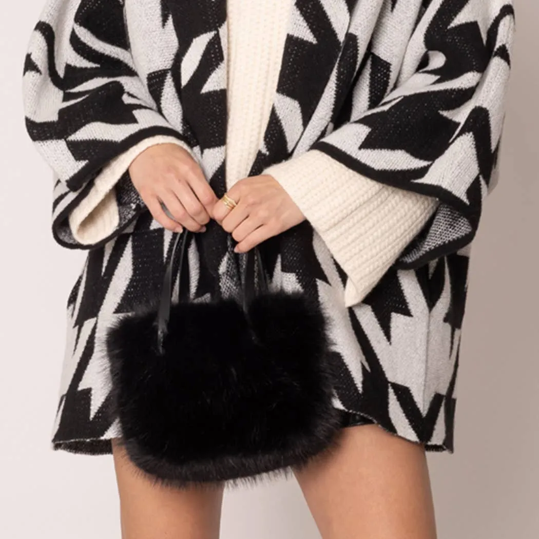 Mini Square Faux Fur Crossbody Tote Bag