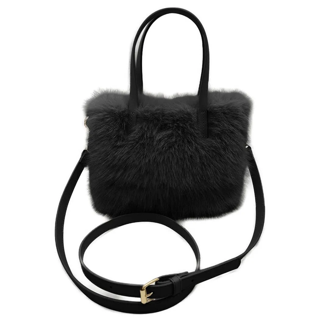 Mini Square Faux Fur Crossbody Tote Bag