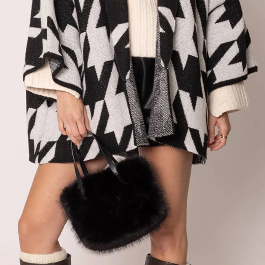Mini Square Faux Fur Crossbody Tote Bag