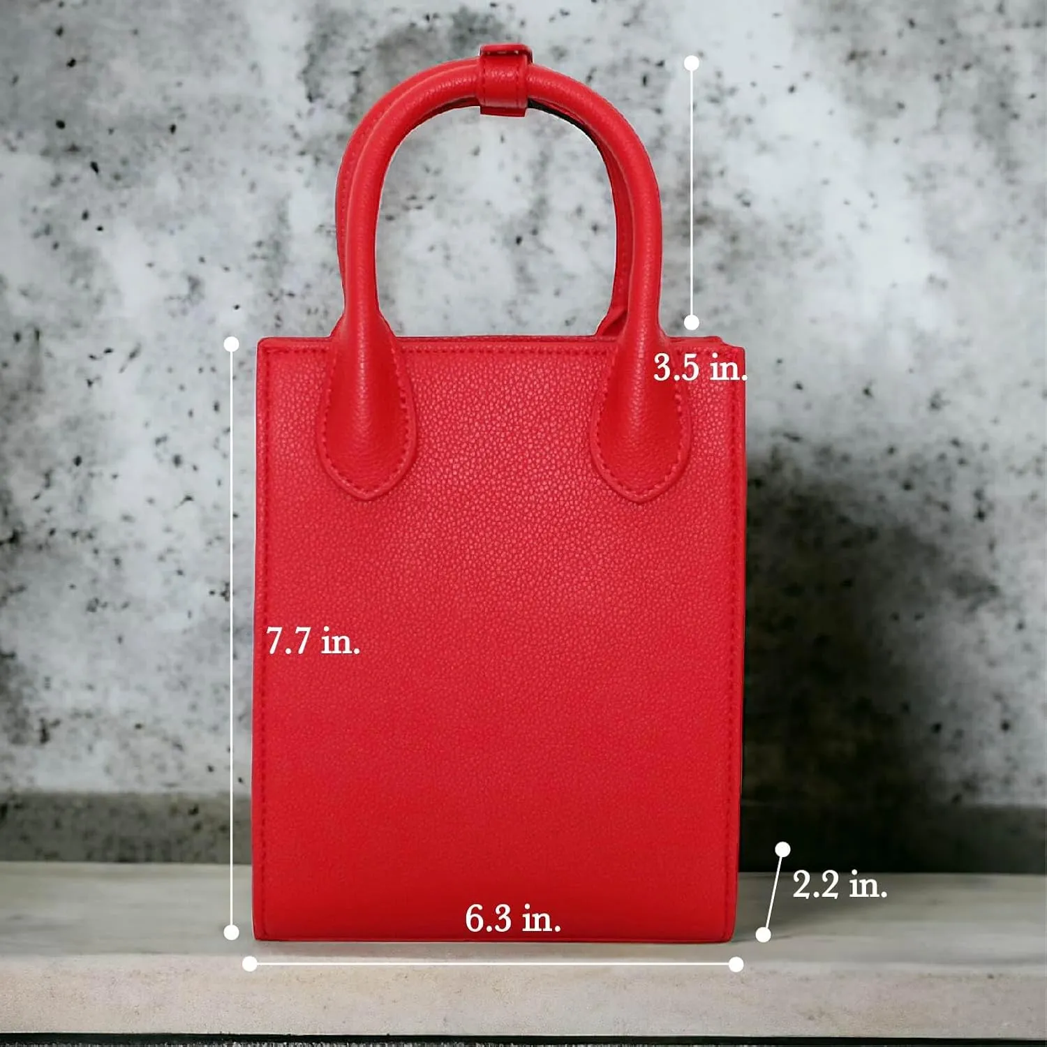 Mini Tote Crossbody Bag, Purse for Women and Girls with Adjustable Strap, Cardholder Pocket | Pebble Grain Vegan Leather