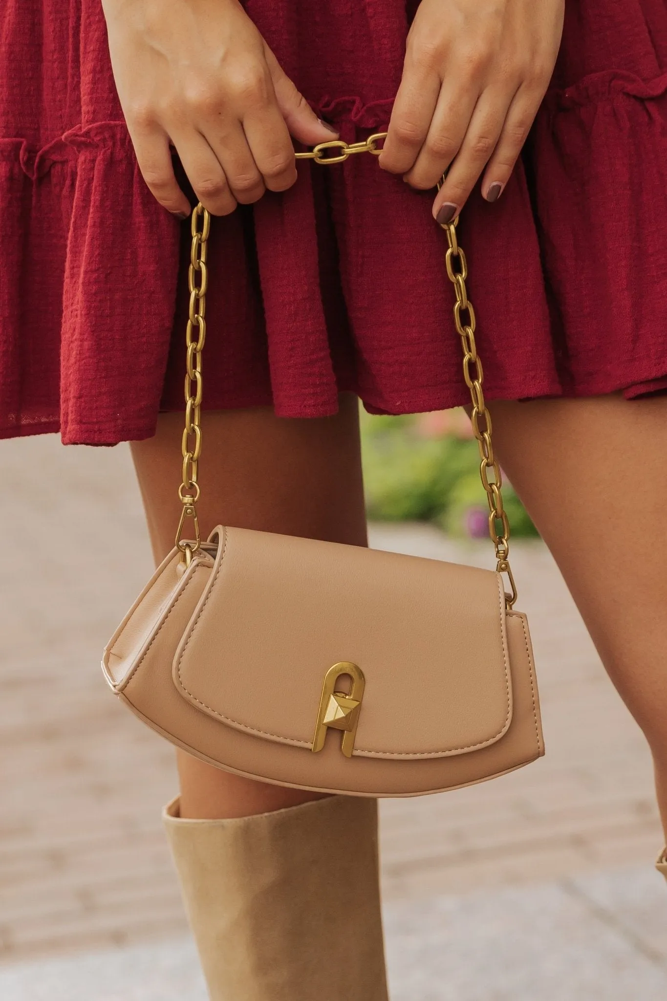 Miranda Faux Leather Crossbody Bag - Beige - FINAL SALE