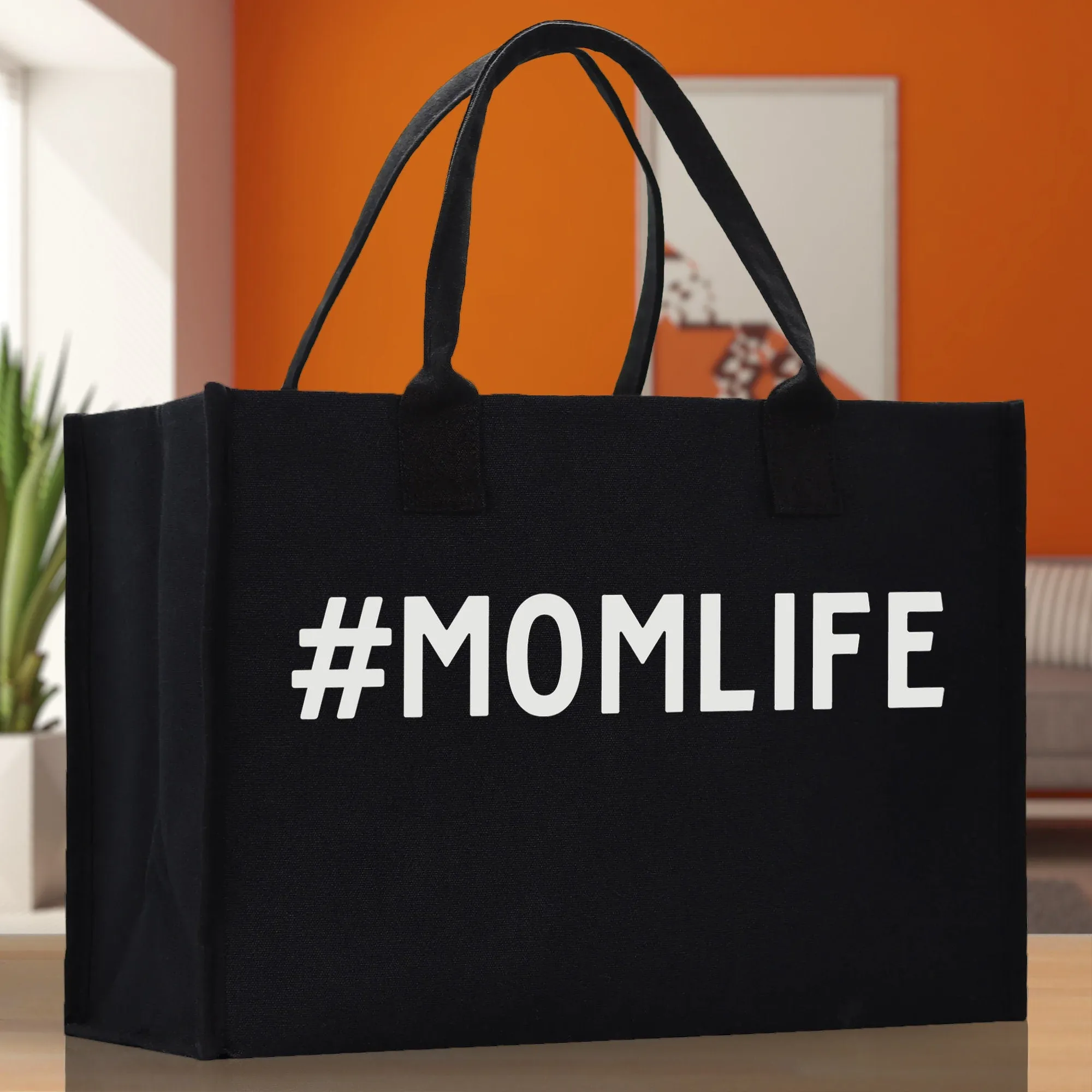 Mom Life Cotton Canvas Chic Beach Tote Bag Multipurpose Tote Weekender Tote Gift for Her Outdoor Tote Vacation Tote Large Beach Bag