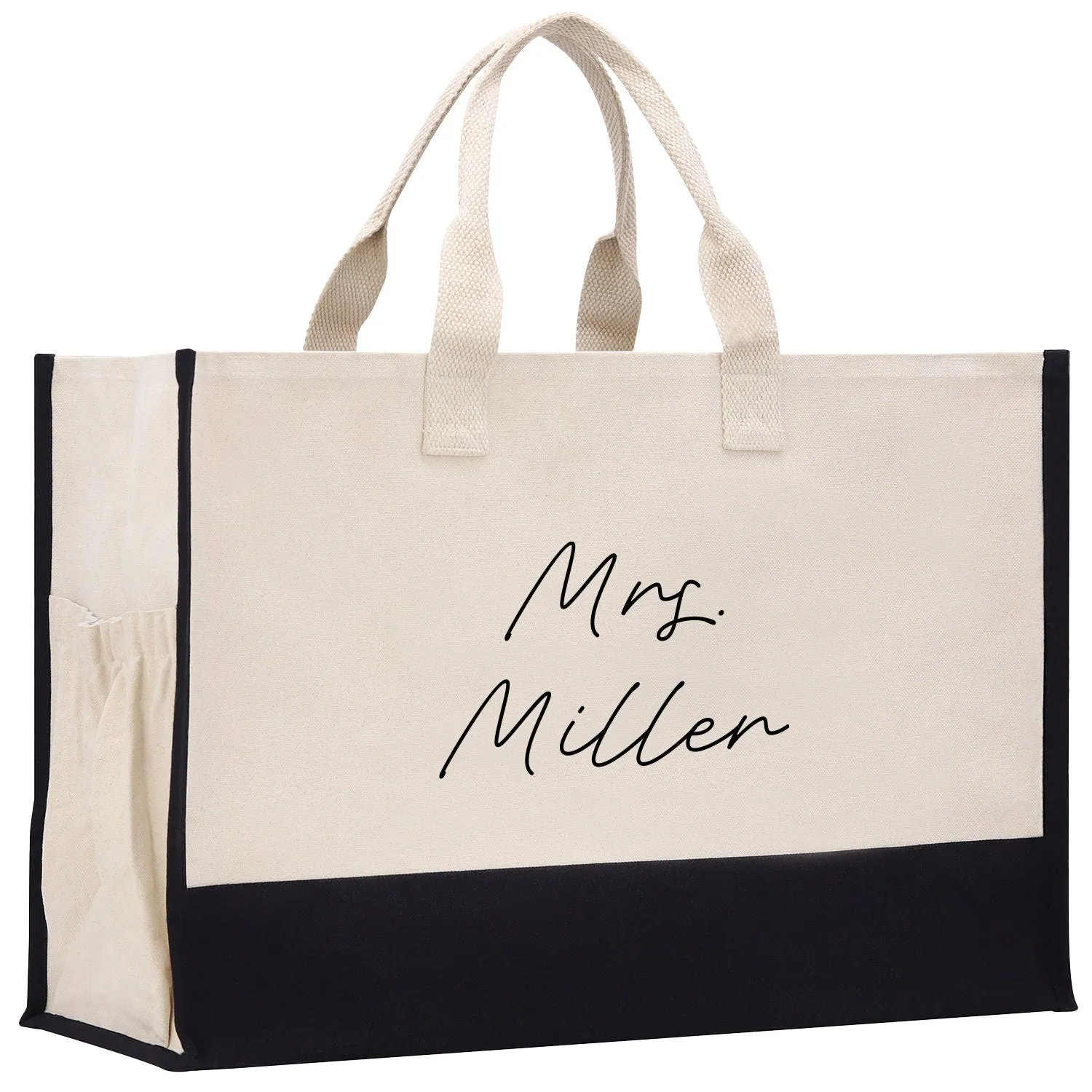 Mrs. Last Name XL Tote Bag Personalized Wedding Tote Bridal Shower Gift Honeymoon Gift Custom Wedding Gift Bridesmaid Gift (WTB1006)