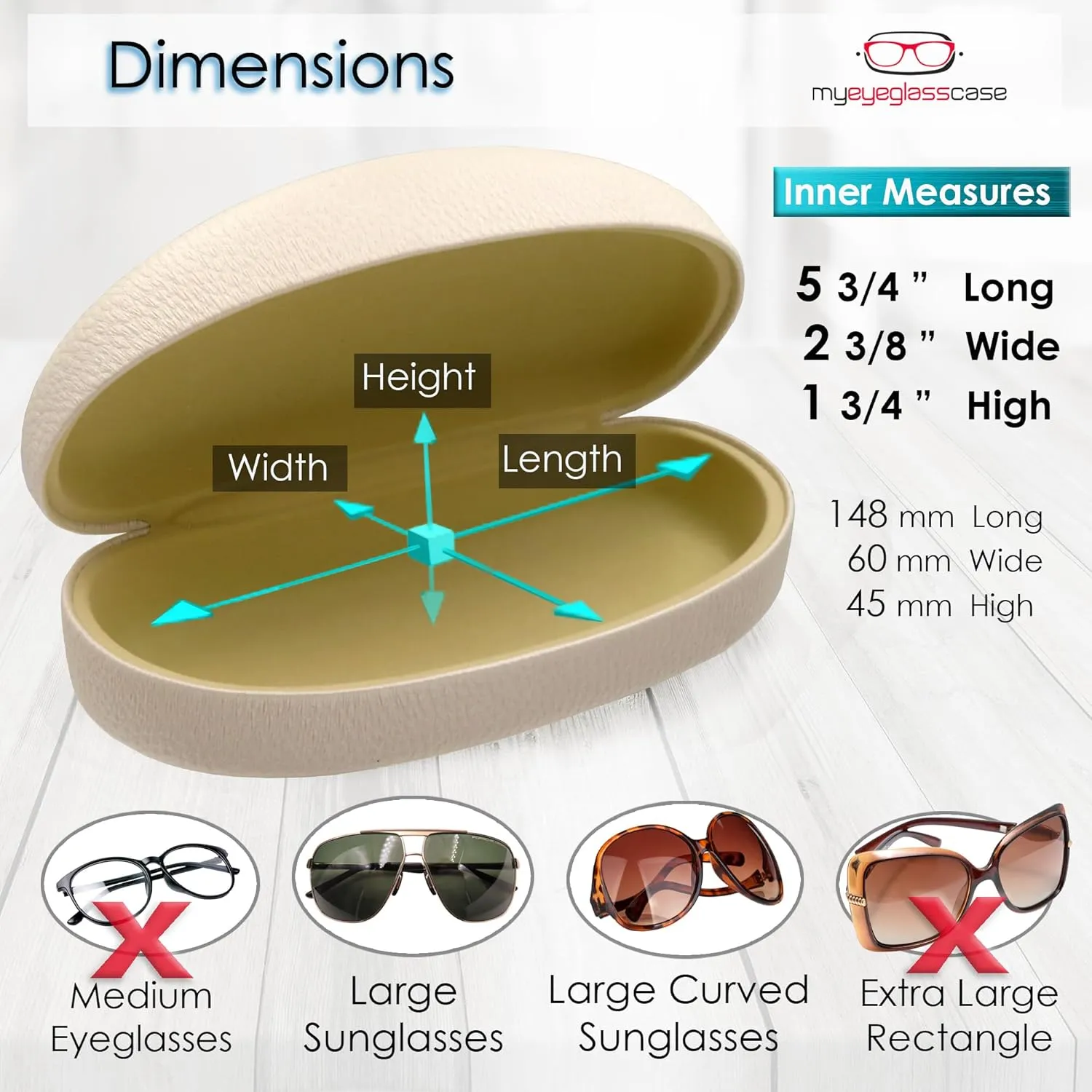 MyEyeglassCase Hard Sunglasses case - Women Glasses Case Holder - Large Durable Eyeglass Case Hard Shell with Pouch & Cloth