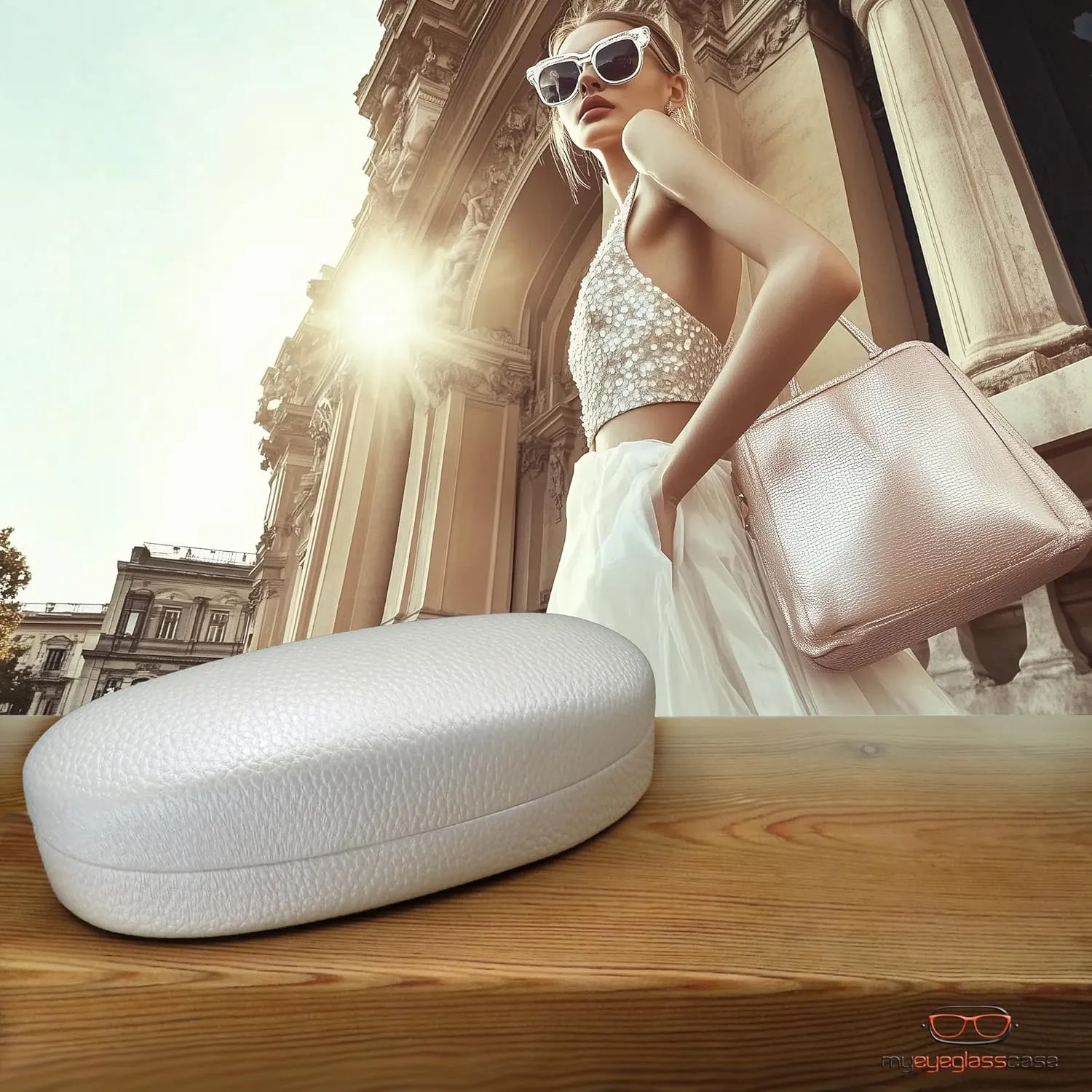 MyEyeglassCase Hard Sunglasses case - Women Glasses Case Holder - Large Durable Eyeglass Case Hard Shell with Pouch & Cloth