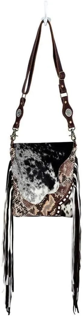 Myra Bag Brown Dapples Conceal Carry Fringe Crossbody Bag S-3963