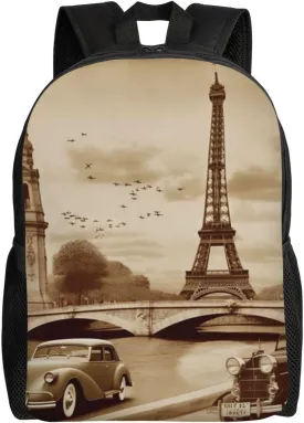 Paris Vintage Postcard Backpack For Women Men Travel Laptop Backpack Rucksack Casual Daypack Lightweight Travel Bag