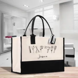 Personalized Hair Stylist Custom Cotton Canvas Tote Bag Hairdresser Gift Bag Beauty Salon Bag Stylist Supply Bag Barber Gift (HRST1006)