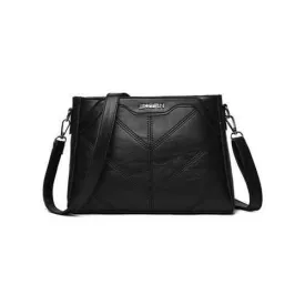 Quilted Faux Leather Chic Crossbody Bag - Black