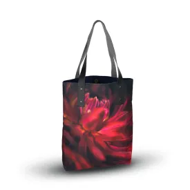 Red Velvet Dahlia Canvas Tote