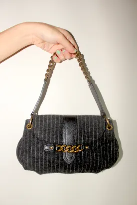 Retro Chain Pinstriped Purse