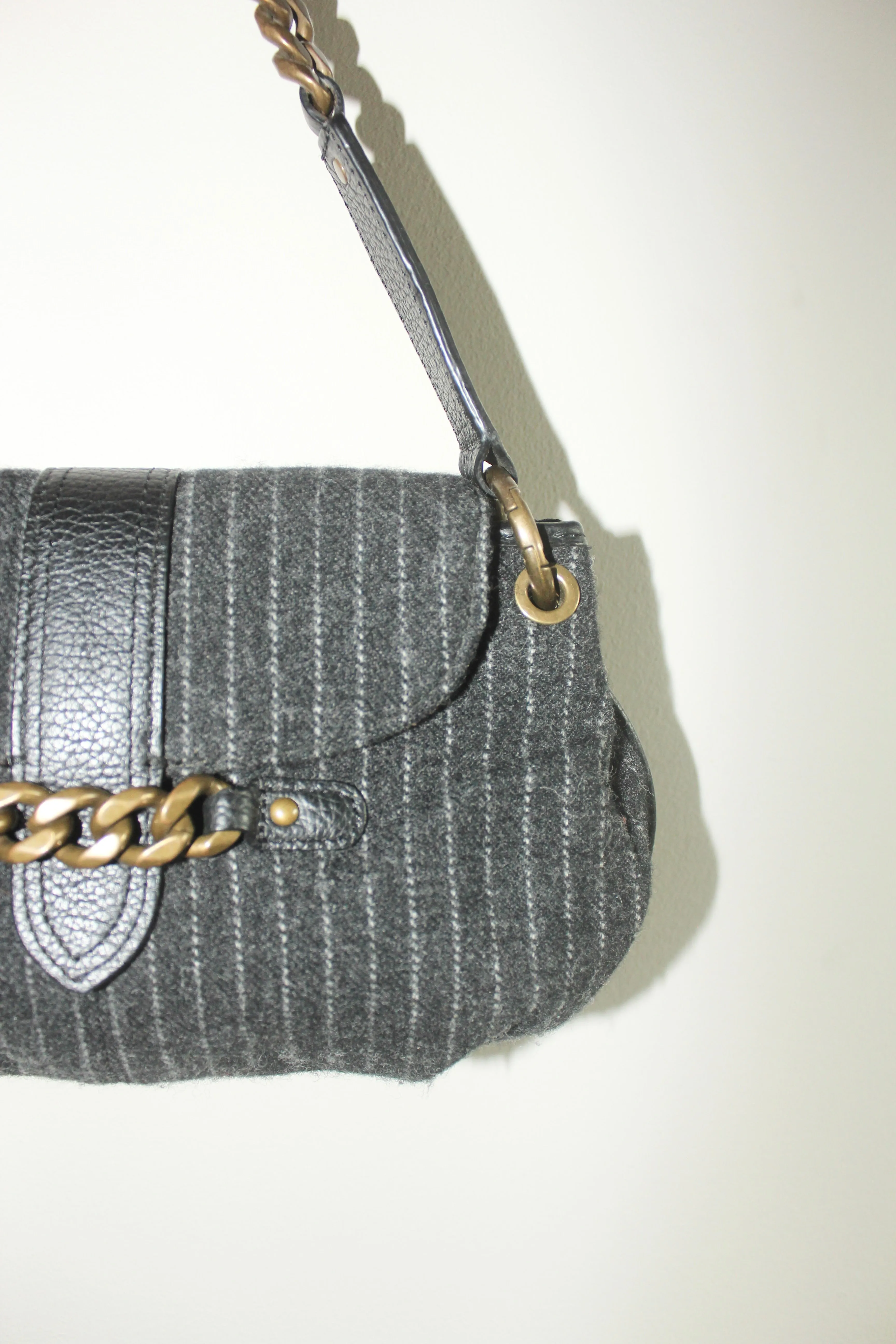 Retro Chain Pinstriped Purse