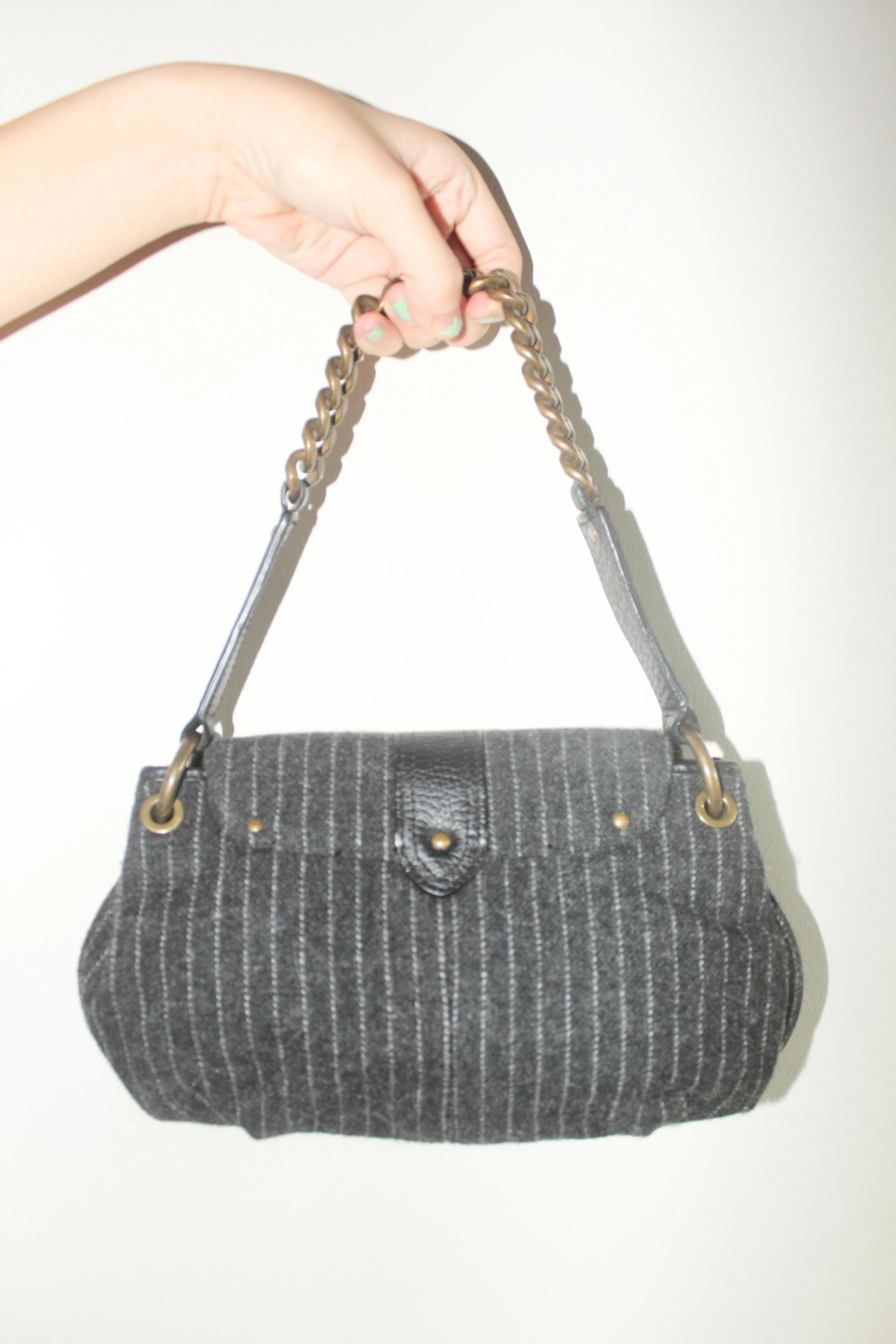 Retro Chain Pinstriped Purse