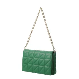 Retro Soft Rectangle Shoulder Bag with Flap Top (Green）