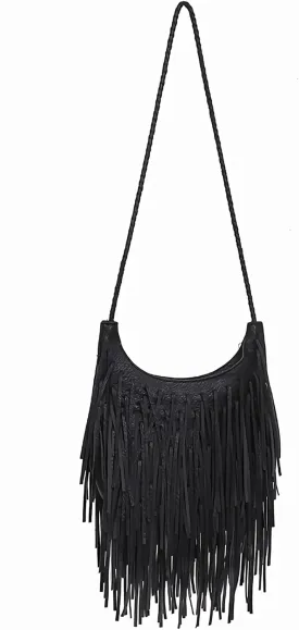 Saddhu Fringe Crossbody Purse for Women Faux Leather Handbag Tassel Bohemian Cross Body Bag for Wedding Cocktail Party