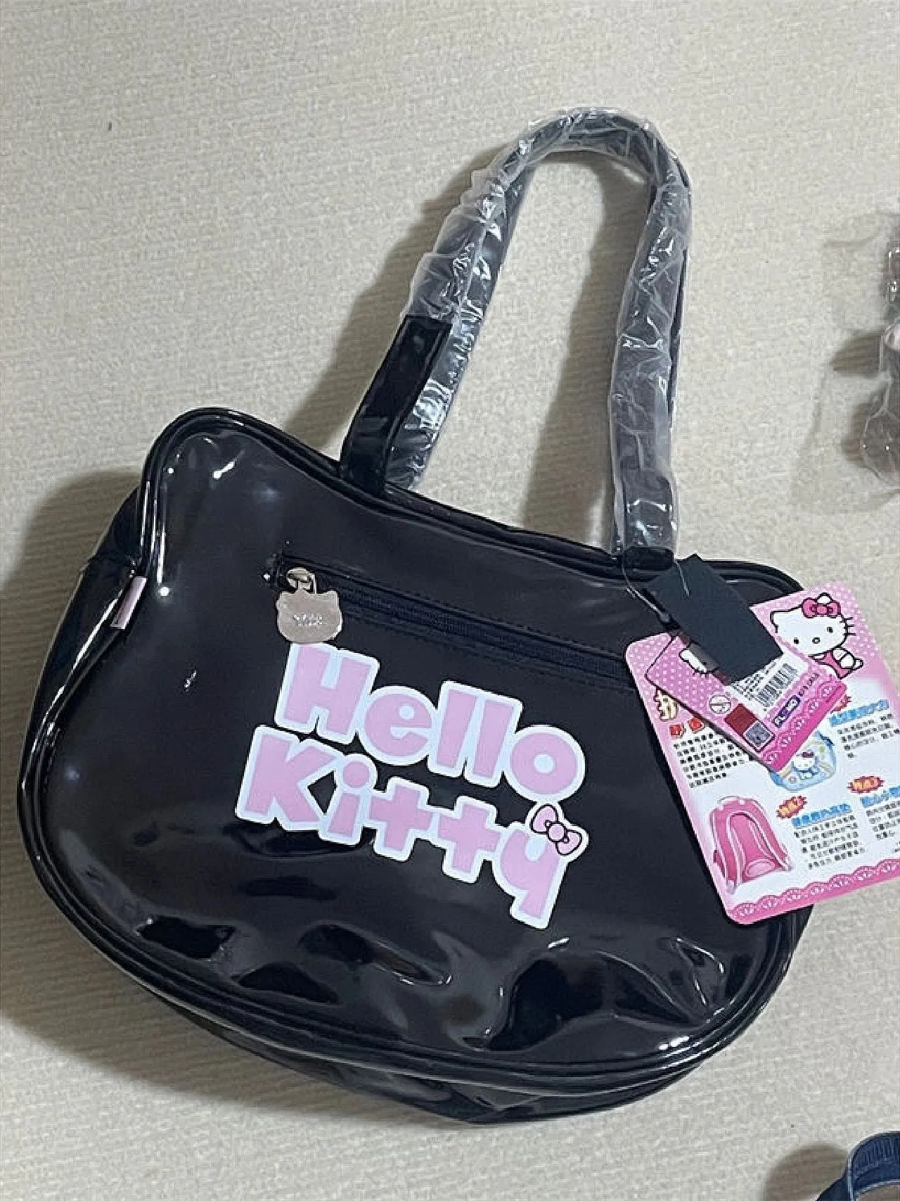 Sanrio One shoulder bow PU leather High Capacity Retro Classic Cartoon tote bag
