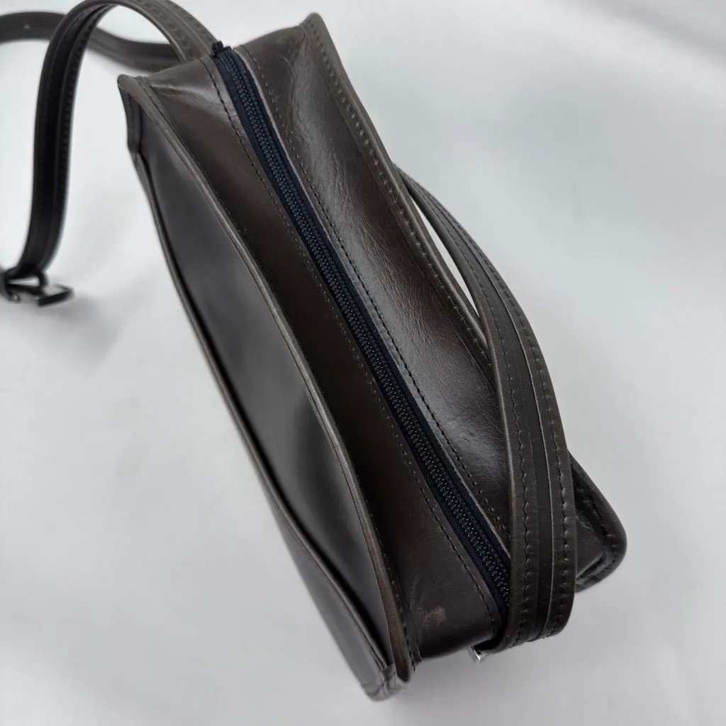 SECOND, Retro Crossbody, prototype Napa Latigo in Lead