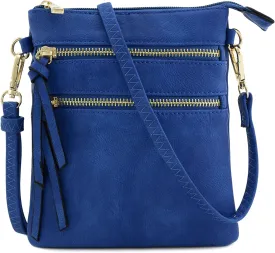 Small Lightweight Shoulder Bag for Women, Mini Multi Zipper Pocket Crossbody Handbag with Adjustable strap