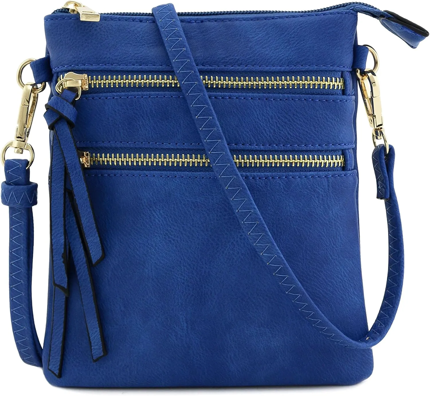 Small Lightweight Shoulder Bag for Women, Mini Multi Zipper Pocket Crossbody Handbag with Adjustable strap
