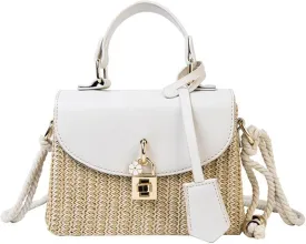 Straw Crossbody Bag for Women Summer Straw Rattan Wicker Purses Mini Beach Woven Handbags Shoulder Bag 2025